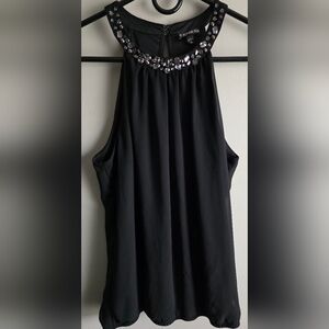 Express Black Embellished Halter Top